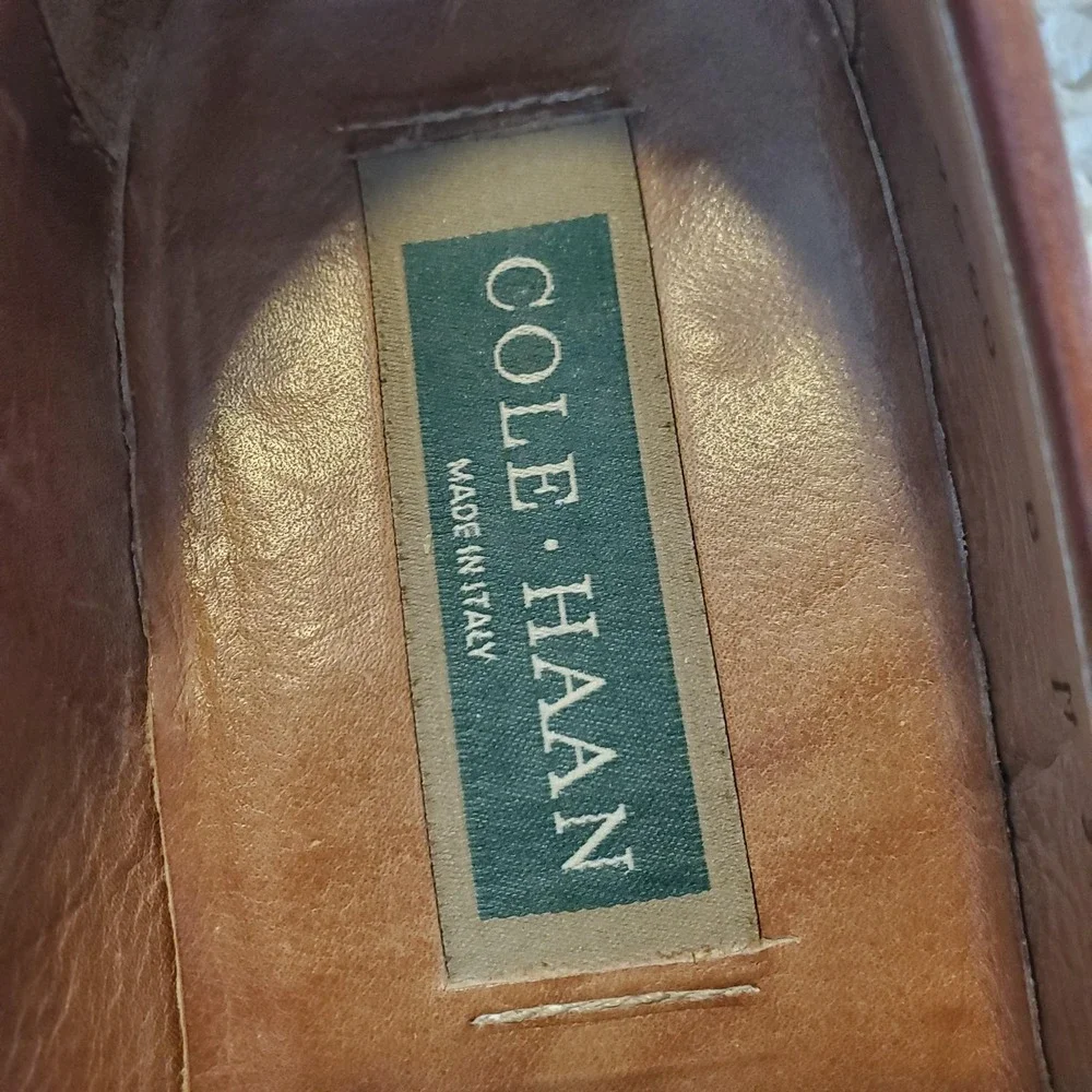 Cole Haan Loafers Mens Size 8 Brown Leather Tassel Kiltie Slip On Italy Shoes